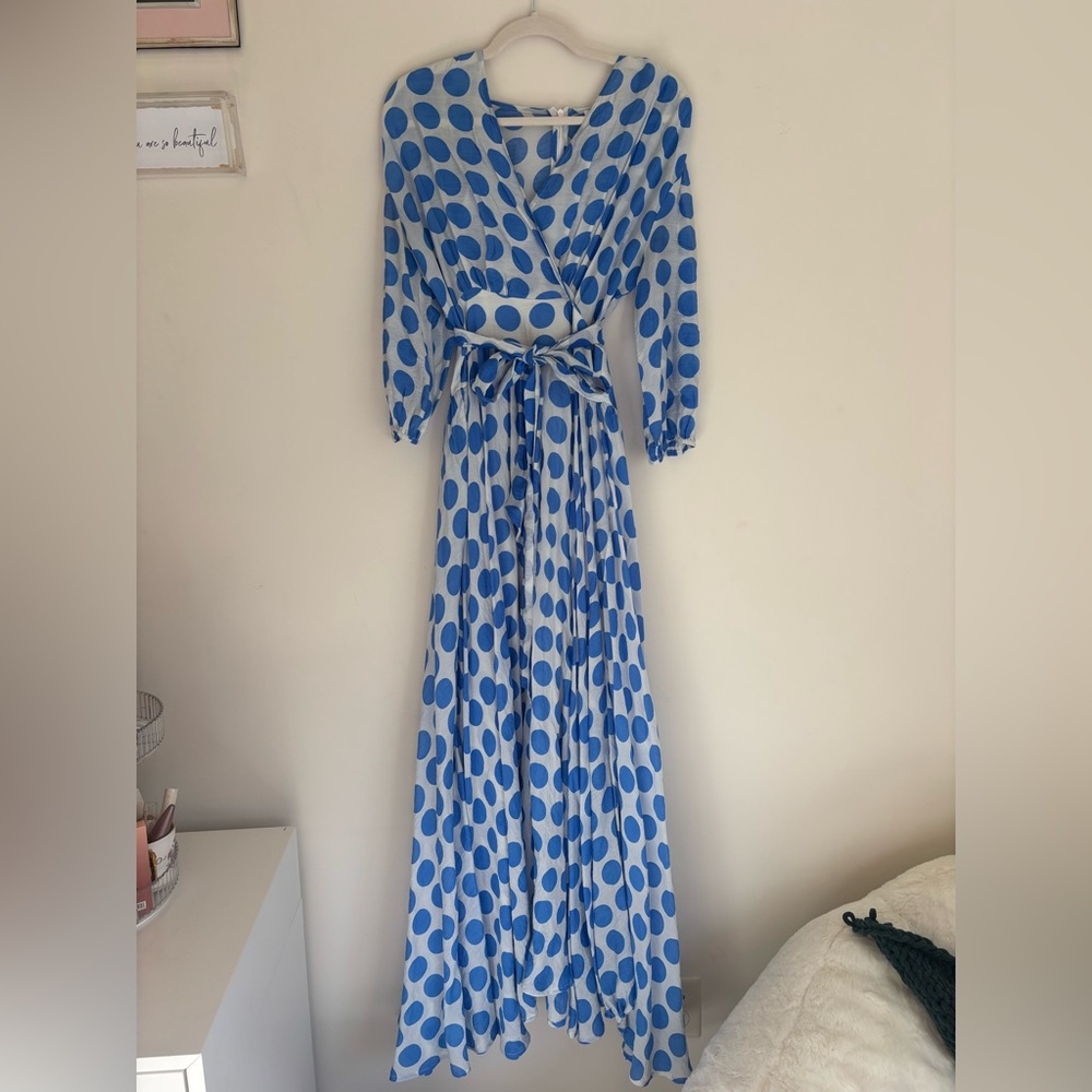 Blue Polka Dot Wrap Dress